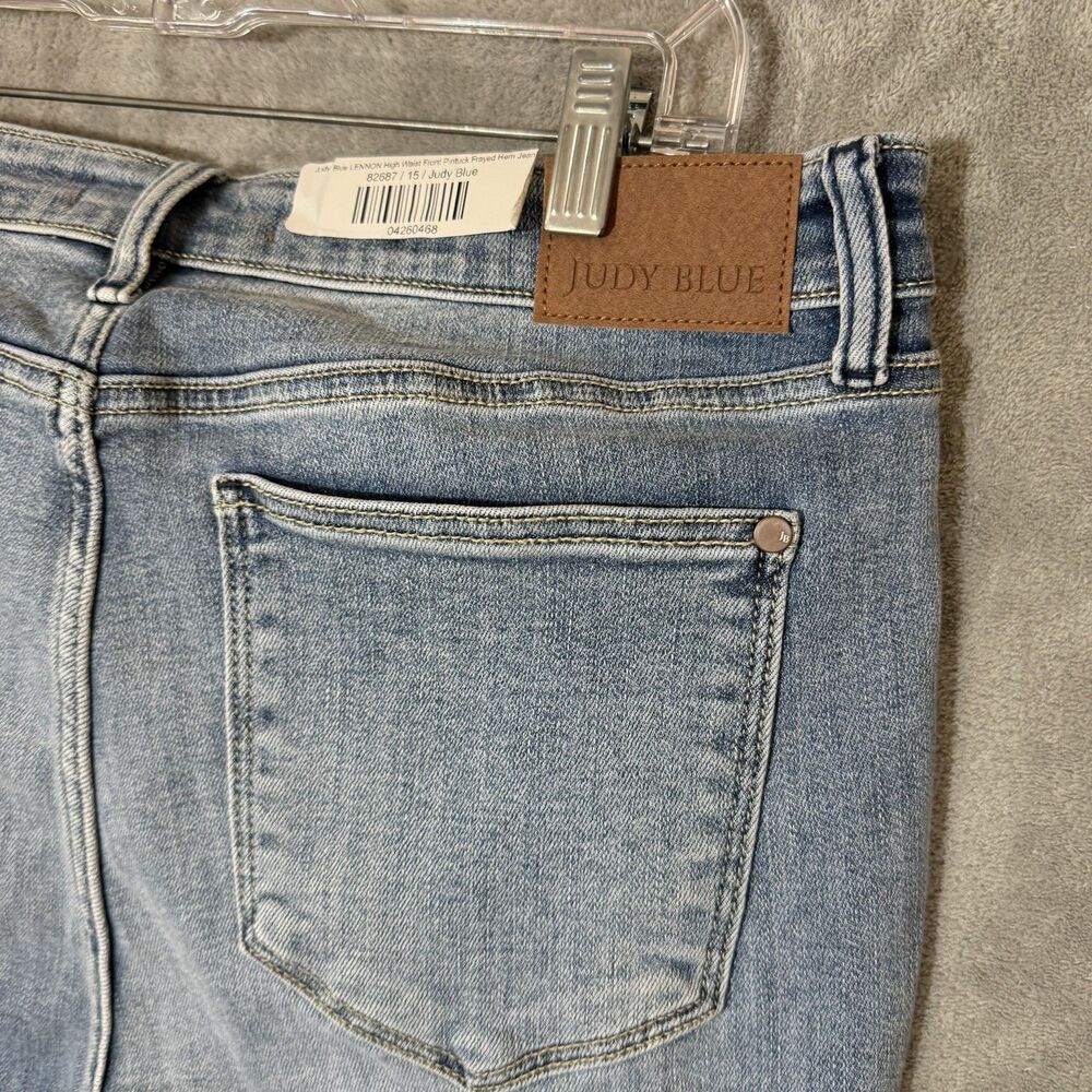NWT Judy Blue Jeans 15/32 Stretch Blue Denim Front Seam Flare Raw Hem JB82687 - Picture 9 of 11